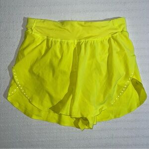 Lululemon Fast Free Shorts Womens 6 Neon Yellow Classic Fit Split 3" Running